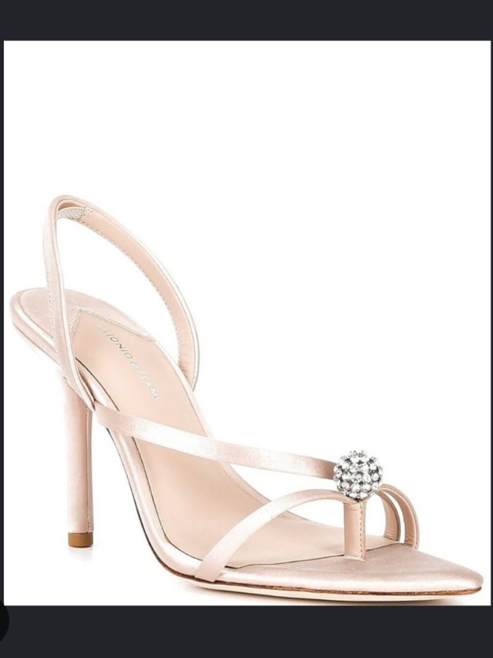 Antonio Melani Ames Two Satin Ornamented Toe Thong Dress Sandals – Champagne/Dus